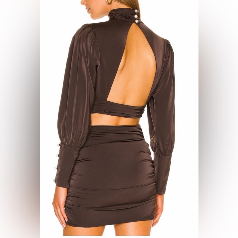 Camila Coelho Charcoal Ruched Mini Skirt